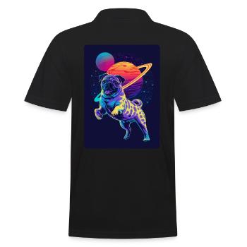 Animal Art Planet Fantasy Artwork with Pug in the - Men's Polo Shirt - black - Back - Kai (181cm)