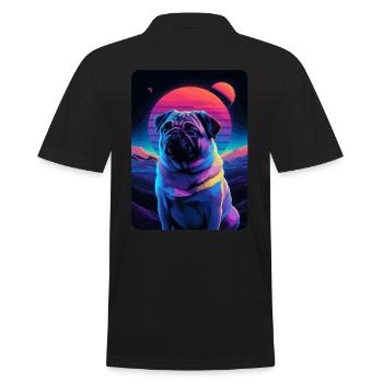 Tierkunst Planet Fantasie Artwork Mops - Männer Poloshirt - Schwarz - Hinten - Kai (181cm)