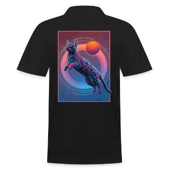 Tierkunst Planet Fantasy Artwork Katze und - Männer Poloshirt - Schwarz - Hinten - Kai (181cm)