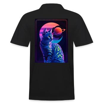 Tierkunst Planet Fantasie Kunstwerk: Katze im - Männer Poloshirt - Schwarz - Hinten - Kai (181cm)