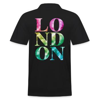 London Souvenir Bunt Aquarell Design - Männer Poloshirt - Schwarz - Hinten - Kai (181cm)