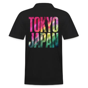 Tokyo Japan Souvenir Bunter Schriftzug - Männer Poloshirt - Schwarz - Hinten - Kai (181cm)
