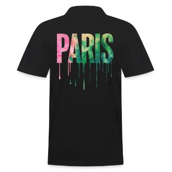 Paris Souvenir Aquarell - Männer Poloshirt - Schwarz - Hinten - Kai (181cm)