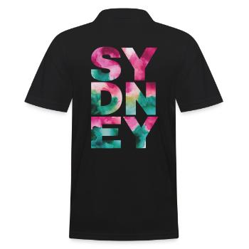 Sydney Souvenir Bunt Aquarell Stil - Männer Poloshirt - Schwarz - Hinten - Kai (181cm)