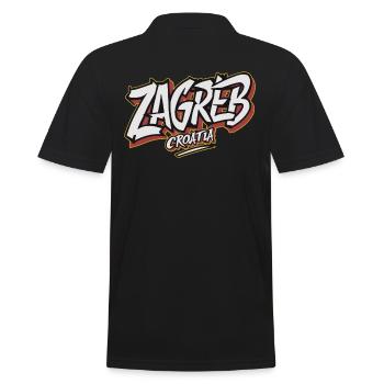 Zagreb, Croatie, Souvenir - Polo Homme - noir - Dos - Kai (181cm)