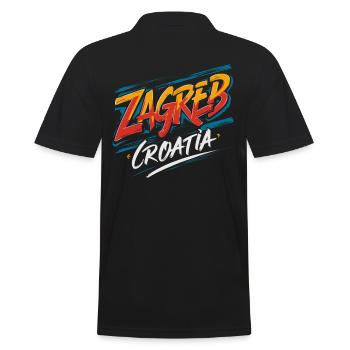 Zagreb Croatia Souvenir Kunstwerk - Männer Poloshirt - Schwarz - Hinten - Kai (181cm)