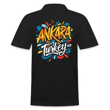 Ankara Turkey Souvenir - Männer Poloshirt - Schwarz - Hinten - Kai (181cm)