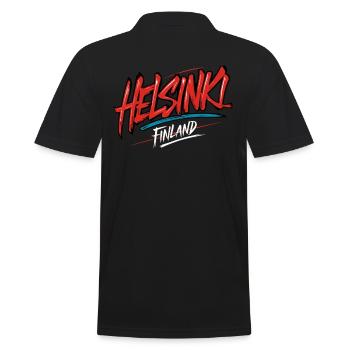 Helsinki Finland Souvenir - Männer Poloshirt - Schwarz - Hinten - Kai (181cm)