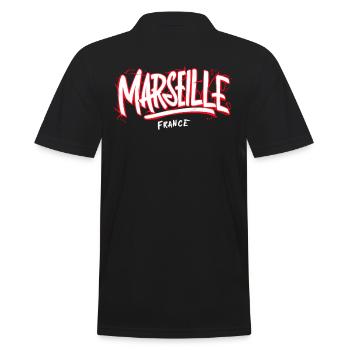 Marseille France Souvenir - Männer Poloshirt - Schwarz - Hinten - Kai (181cm)