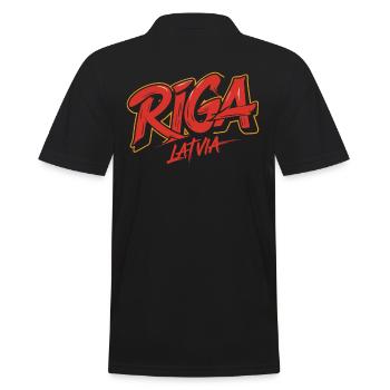 Riga Latvia Souvenir Design - Men's Polo Shirt - black - Back - Kai (181cm)
