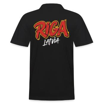 Riga Lettland Souvenir - Männer Poloshirt - Schwarz - Hinten - Kai (181cm)
