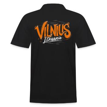 Vilnius Lithuania Souvenir - Männer Poloshirt - Schwarz - Hinten - Kai (181cm)