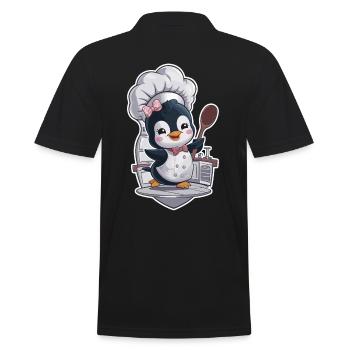 Penguin chef with chef's hat and spoon - Men's Polo Shirt - black - Back - Kai (181cm)