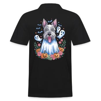 Cute Dog In Halloween Ghost Costume With - Men's Polo Shirt - black - Back - Kai (181cm)