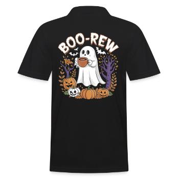 Halloween Boo-Brew Ghosts and Pumpkins - Men's Polo Shirt - black - Back - Kai (181cm)