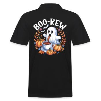 Halloween Boo-Rew Geist Mit Kaffee Und Kürbissen - Männer Poloshirt - Schwarz - Hinten - Kai (181cm)