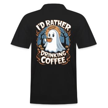 Halloween-Gespenst In Der Nacht: Lieber Kaffee - Männer Poloshirt - Schwarz - Hinten - Kai (181cm)