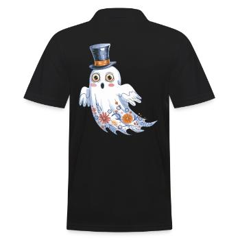 Fantôme d'Halloween avec chapeau haut de forme et motif floral - Polo Homme - noir - Dos - Kai (181cm)