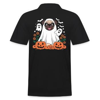 Carlin de citrouilles fantômes de chien d'Halloween - Polo Homme - noir - Dos - Kai (181cm)