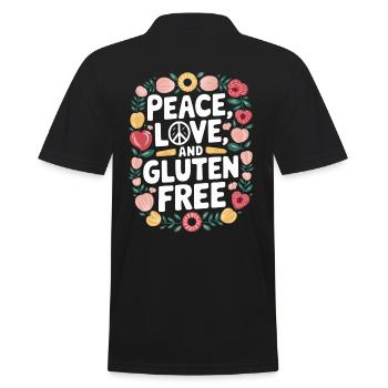 Paix, amour et sans gluten - Polo Homme - noir - Dos - Kai (181cm)