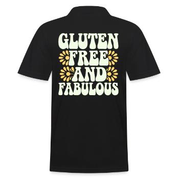 Glutenfrei und Fabelhaft Design für Allergiker - Männer Poloshirt - Schwarz - Hinten - Kai (181cm)