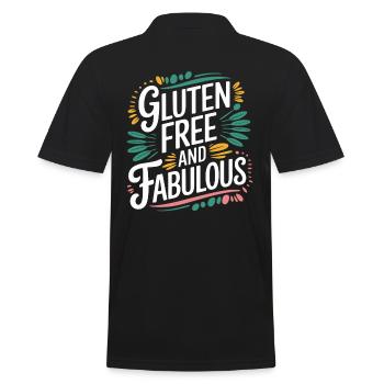 Gluten Free and Fabulous Motif - Men's Polo Shirt - black - Back - Kai (181cm)