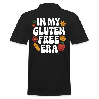 In Meiner Glutenfreien Ära Mit Blumen Und Früchten - Männer Poloshirt - Schwarz - Hinten - Kai (181cm)