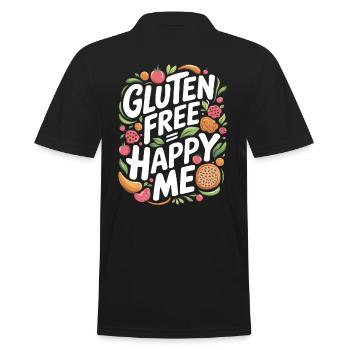 Glutenfrei = Glücklich Ich - Buntes Design - Männer Poloshirt - Schwarz - Hinten - Kai (181cm)