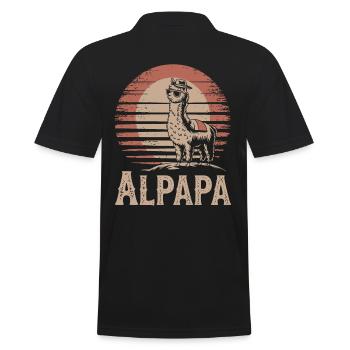 Papa Alpaga Dad dans un look rétro cool - Polo Homme - noir - Dos - Kai (181cm)