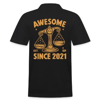 Awesome Since 2021 Libra Birthday - Men's Polo Shirt - black - Back - Kai (181cm)