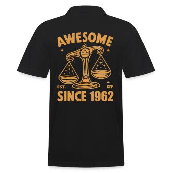 Awesome Since 1962 Libra Birthday - Men's Polo Shirt - black - Back - Kai (181cm)