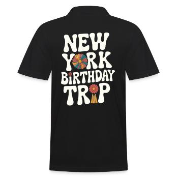 New York Birthday Trip Blumendesign - Männer Poloshirt - Schwarz - Hinten - Kai (181cm)