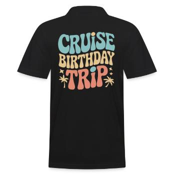 Cruise Birthday Trip Colorful Retro Design - Men's Polo Shirt - black - Back - Kai (181cm)