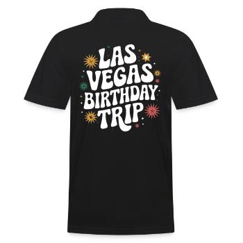 Las Vegas Birthday Trip – Einzigartiger - Männer Poloshirt - Schwarz - Hinten - Kai (181cm)