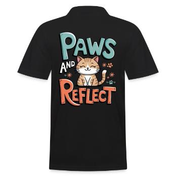 Paws And Reflection Yoga Meditation Cat - Men's Polo Shirt - black - Back - Kai (181cm)
