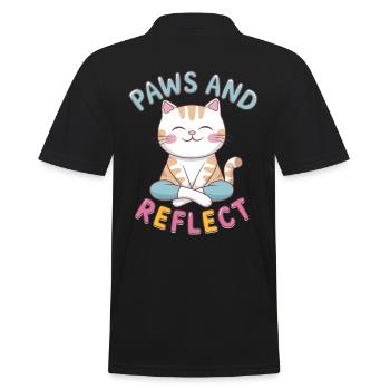 Pattes Et Réfléchir Chat Yoga Méditation - Polo Homme - noir - Dos - Kai (181cm)