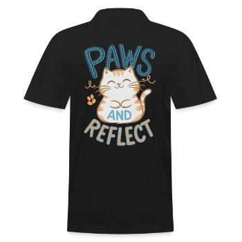 Paws and Reflection Yoga Meditation Cat - Men's Polo Shirt - black - Back - Kai (181cm)