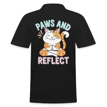 Paws And Reflect Katze Yoga Meditation - Männer Poloshirt - Schwarz - Hinten - Kai (181cm)