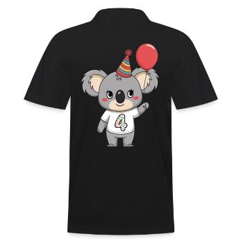 4ème anniversaire Koala avec ballon et chapeau de fête - Polo Homme - noir - Dos - Kai (181cm)