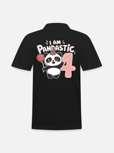 I'm Pandastic 4th Birthday Panda - Men's Polo Shirt - black