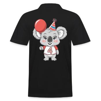 4ème anniversaire Koala avec ballon et chapeau de fête - Polo Homme - noir - Dos - Kai (181cm)