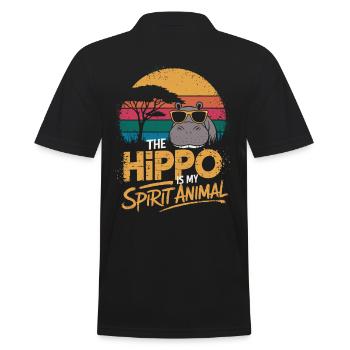 Das Nilpferd Ist Mein Spiritueller Begleiter - Männer Poloshirt - Schwarz - Hinten - Kai (181cm)