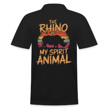Das Nashorn ist mein Krafttier - Männer Poloshirt - Schwarz - Hinten - Kai (181cm)