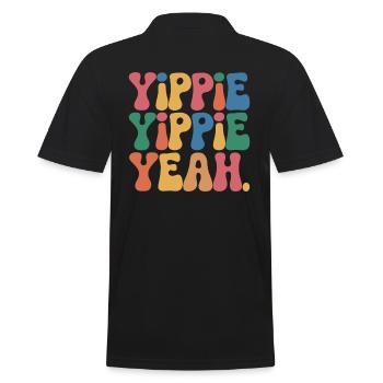 Yippie Yippie Yeah - Männer Poloshirt - Schwarz - Hinten - Kai (181cm)