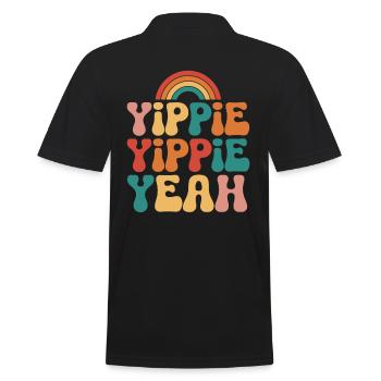 Yippie Yippie Yeah - Männer Poloshirt - Schwarz - Hinten - Kai (181cm)