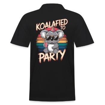 Koalafied To Party: Funny Koala with - Men's Polo Shirt - black - Back - Kai (181cm)