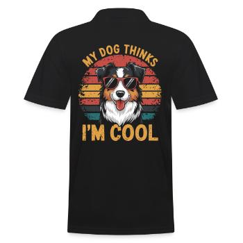 AustausChien de berger australien Mon chien le pense - Polo Homme - noir - Dos - Kai (181cm)