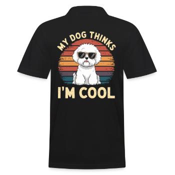 Bichon Frise Mein Hund Denkt Das Ich Cool Bin - Männer Poloshirt - Schwarz - Hinten - Kai (181cm)