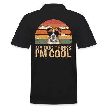 Boxer Dog My Dog Thinks I'm Cool - Men's Polo Shirt - black - Back - Kai (181cm)
