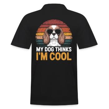 Cavalier Spaniel My Dog Thinks I'm Cool - Men's Polo Shirt - black - Back - Kai (181cm)